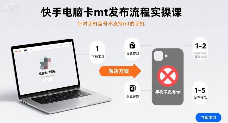 快手电脑卡mt发布流程实操课，针对手机型号不支持mt的手机-樱舞小站