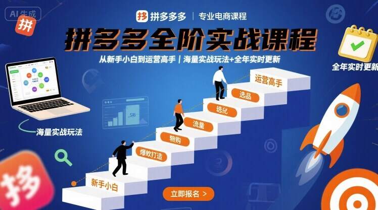 拼多多全阶实战课程，从新手小白到运营高手，海量实战玩法+全年实时更新【2025年9月更新】-樱舞小站