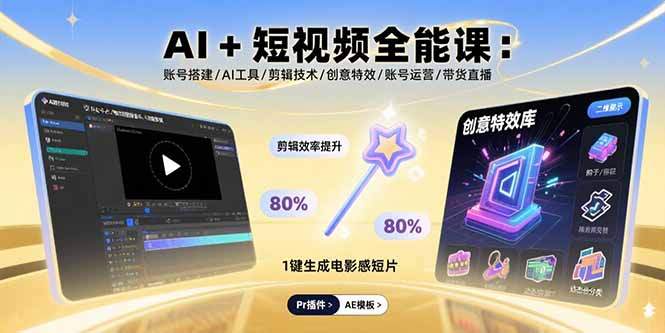 AI+短视频全能课：账号搭建/AI工具/剪辑技术/创意特效/账号运营/带货直播-樱舞小站