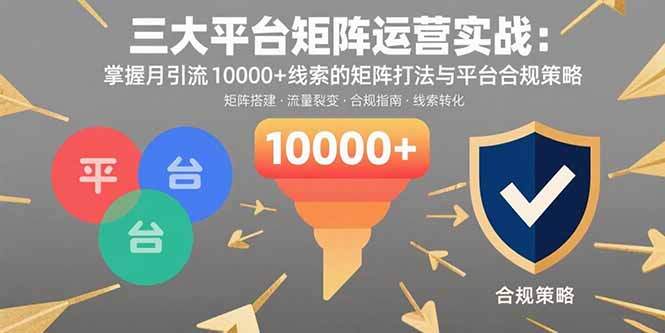 三大平台矩阵运营实战：掌握月引流10000+线索的矩阵打法与平台合规策略-樱舞小站