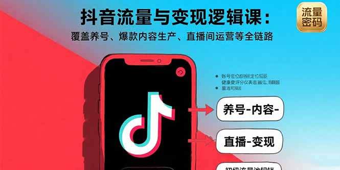 抖音流量与变现逻辑课：覆盖养号、爆款内容生产、直播间运营等全链路-樱舞小站