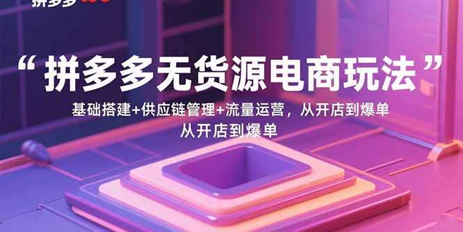 拼多多无货源电商玩法：基础搭建+供应链管理+流量运营，从开店到爆单-樱舞小站