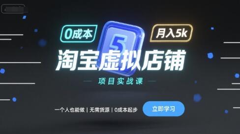 淘宝虚拟店铺项目实战课，一个人也能做，无需货源、0成本起步，月入5k-樱舞小站
