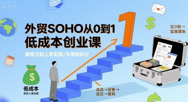 外贸SOHO从0到1低成本创业课，能够立刻上手实操与落地执行-樱舞小站