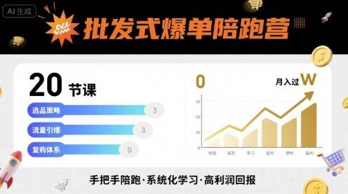 批发式爆单陪跑营，20节课带你实现批发式爆单，带你经松月入过W-樱舞小站