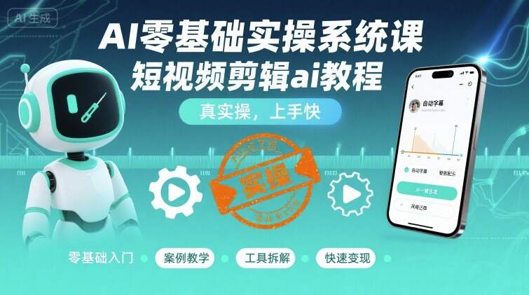 AI零基础实操系统课，短视频剪辑ai教程，真实操，上手快-樱舞小站