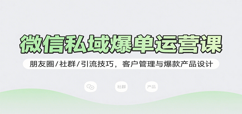 微信私域爆单运营课：朋友圈/社群/引流技巧，客户管理与爆款产品设计-樱舞小站