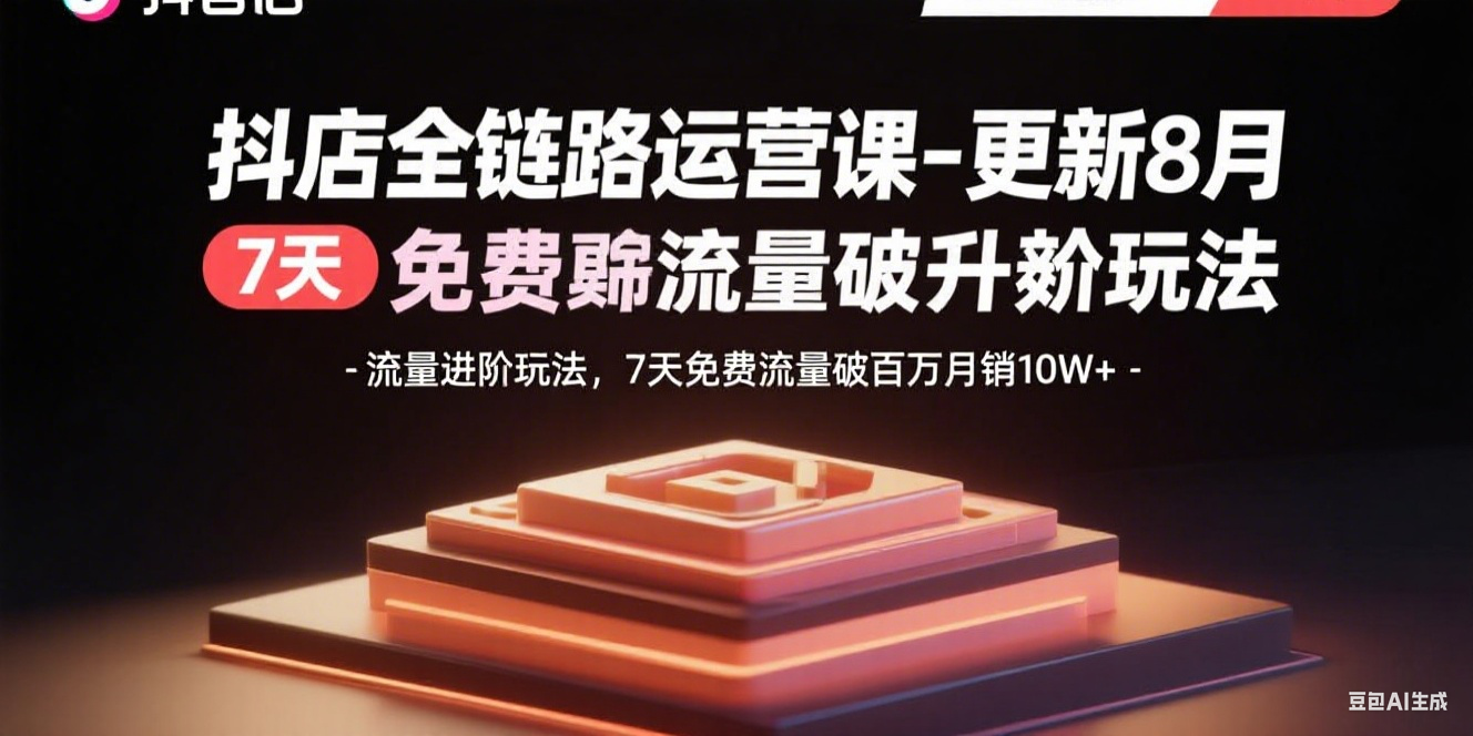 抖店全链路运营课-更新8月：流量进阶玩法，7天免费流量破百万月销10W+-樱舞小站