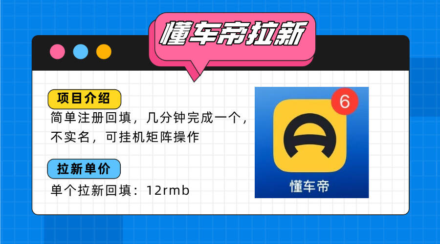 懂车帝邪修拉新玩法，简单注册回填，不sm，单个拉新12rmb，轻松日入200+-樱舞小站