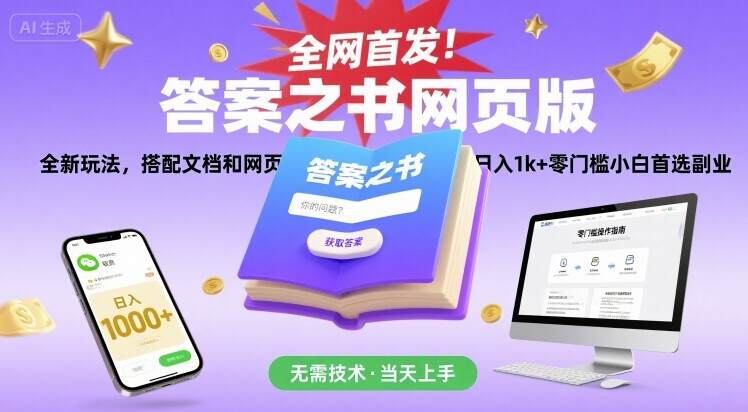 全网首发！答案之书网页版，全新玩法，搭配文档和网页，日入1k+零门槛小白首选副业【揭秘】-樱舞小站