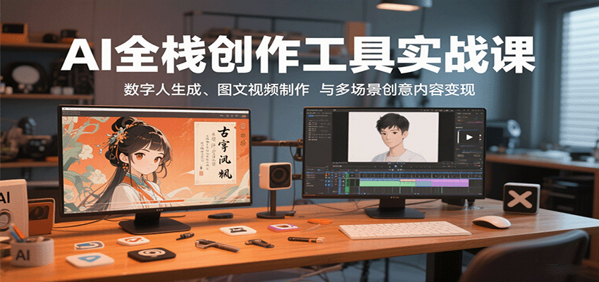 AI全栈创作工具实战课：数字人生成、图文视频制作与多场景创意内容变现-樱舞小站