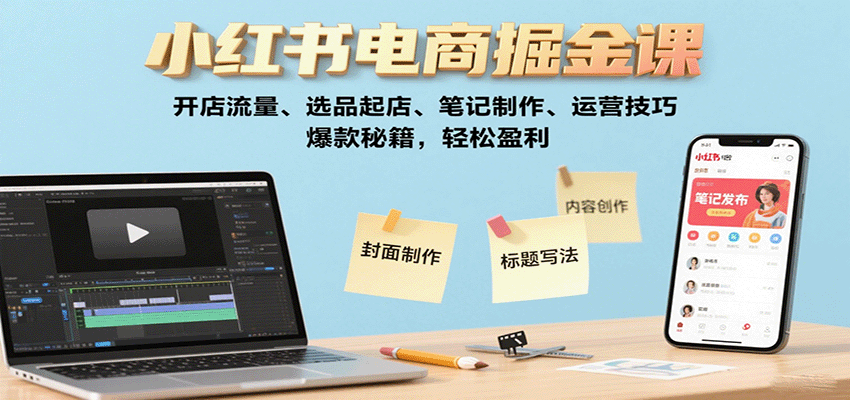小红书电商掘金课：开店流量、选品起店、笔记制作、运营技巧，爆款秘籍，轻松盈利-樱舞小站
