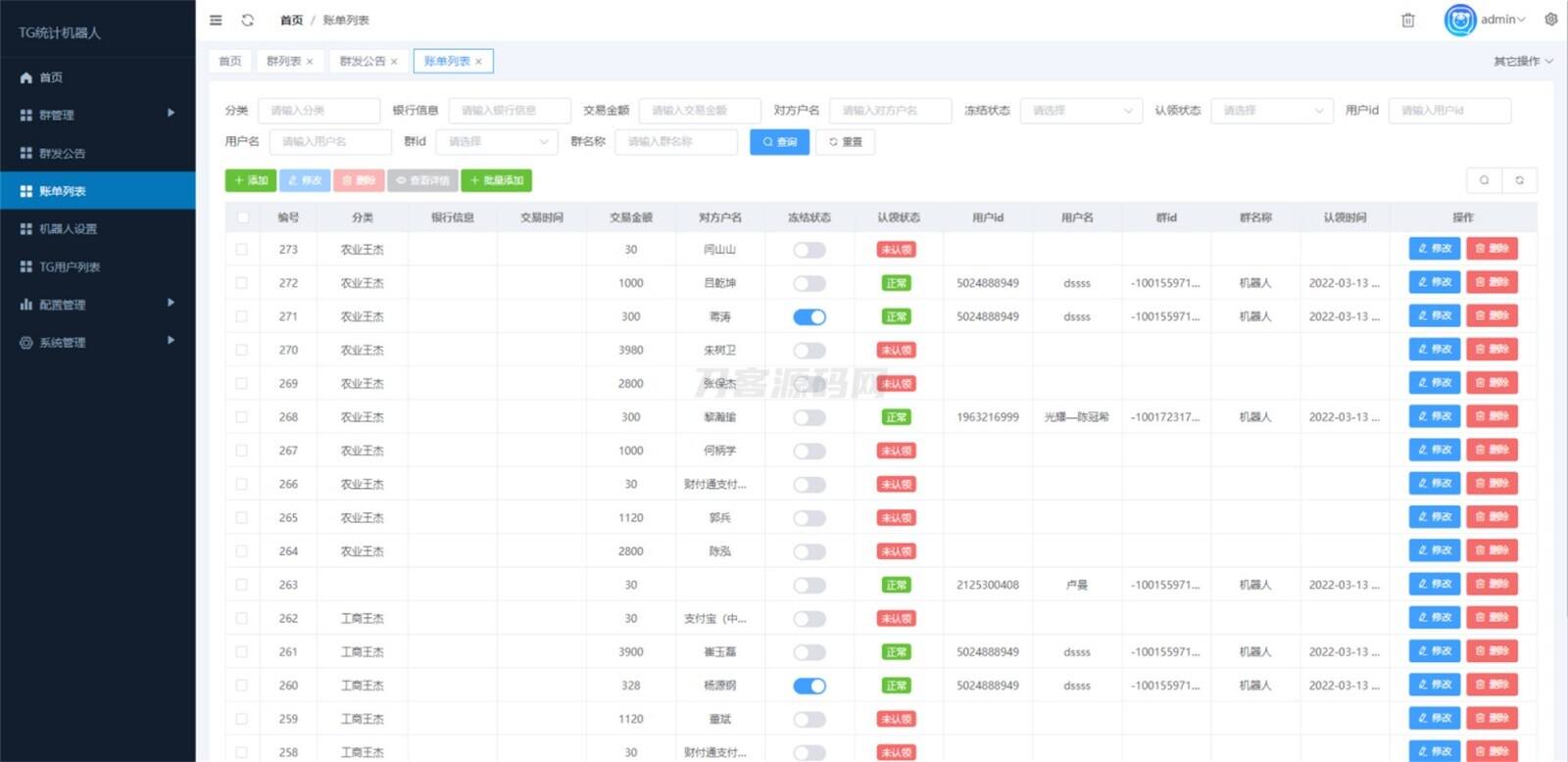 Telegram统计机器人源码/TG记账群发机器源码人/TG自动记账全开源版本-樱舞小站