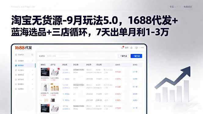 淘宝无货源-9月玩法5.0，1688代发+蓝海选品+三店循环，7天出单月利1-3万-樱舞小站