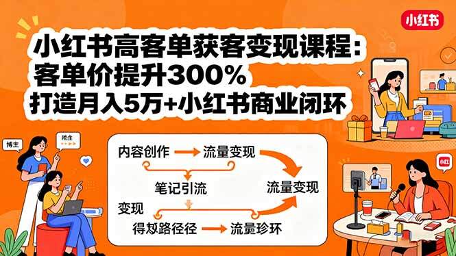 小红书高客单获客变现课程：客单价提升300%，打造月入10万+小红书商业闭环-樱舞小站
