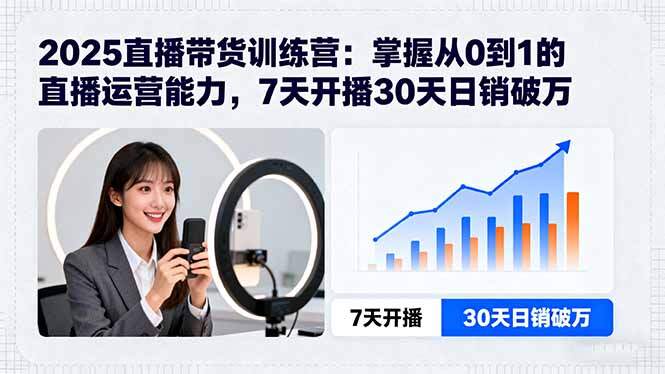 2025直播带货训练营：掌握从0到1的直播运营能力，7天开播30天日销破万-樱舞小站
