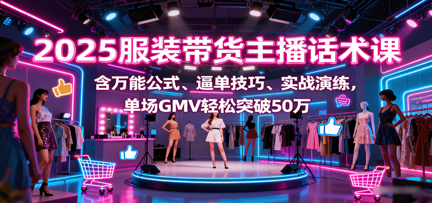2025服装带货主播话术课，含万能公式、逼单技巧、实战演练，单场GMV轻松突破50万-樱舞小站