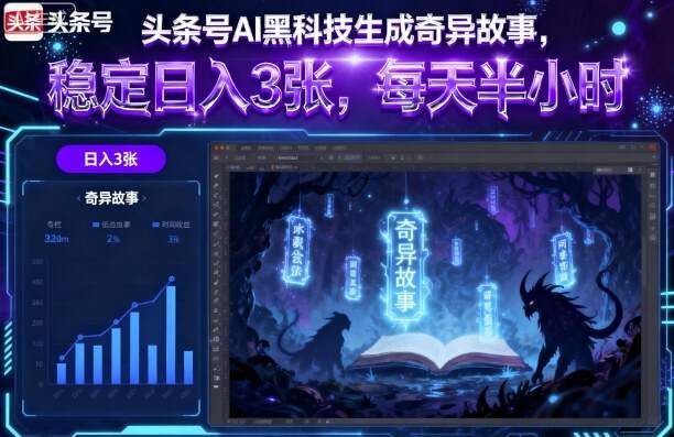头条号AI黑科技生成奇异故事，稳定日入3张，每天半小时-樱舞小站