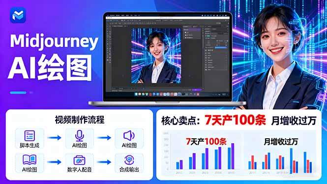 AI绘图照片开口说话视频制作：Midjourney+数字人，7天产100条月增收过万-樱舞小站