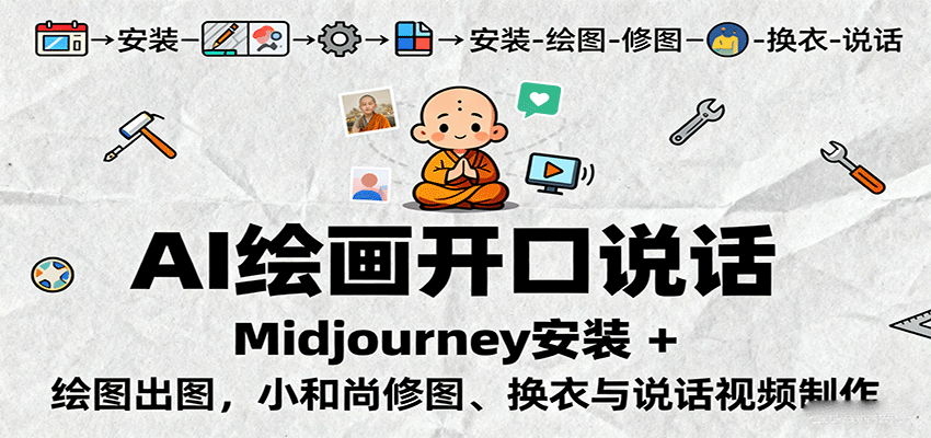 AI绘画开口说话，Midjourney安装 + 绘图出图，小和尚修图、换衣与说话视频制作-樱舞小站