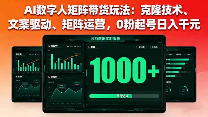 AI数字人矩阵带货玩法：克隆技术、文案驱动、矩阵运营，0粉起号日入千元-樱舞小站