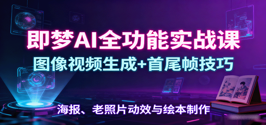 即梦AI全功能实战课：图像视频生成+首尾帧技巧，海报、老照片动效与绘本制作-樱舞小站