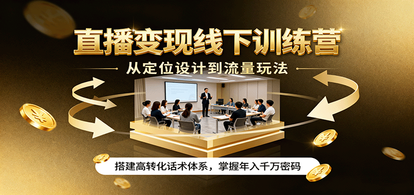直播变现线下训练营，从定位设计到流量玩法，搭建高转化话术体系，掌握年入千万密码-樱舞小站