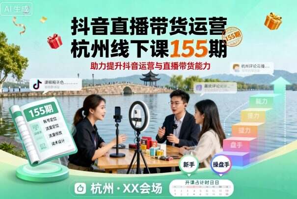 抖音直播带货运营杭州线下课155期，助力提升抖音运营与直播带货能力-樱舞小站