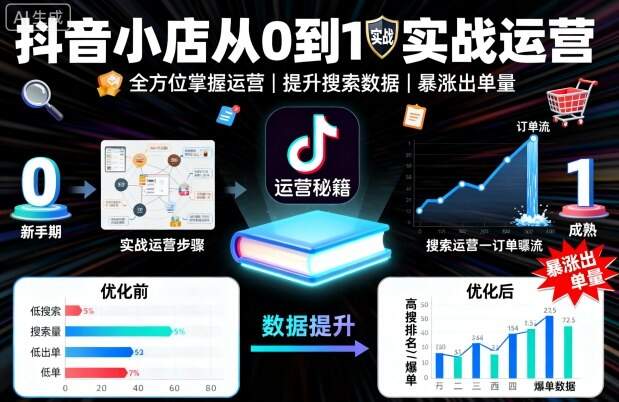 抖音小店从0到1实战运营，帮你全方位掌握小店运营，提升搜索数据与出单量-樱舞小站