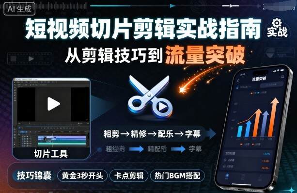 短视频切片剪辑实战指南，从剪辑技巧到流量突破-樱舞小站