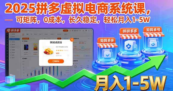 2025拼多多虚拟电商系统课，可矩阵，0成本，长久稳定，轻松月入1-5W-樱舞小站