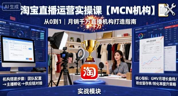 淘宝直播运营实操课【MCN机构】，从0到1做一家月销千W的直播机构-樱舞小站