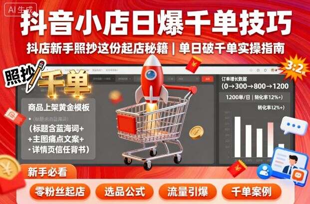 抖音小店日爆千单技巧，抖店新手照抄这份起店秘籍，单日破千单-樱舞小站