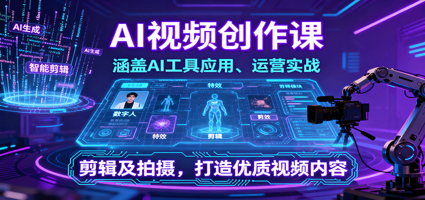 AI视频创作课，涵盖AI工具应用、运营实战、剪辑及拍摄，打造优质视频内容-樱舞小站