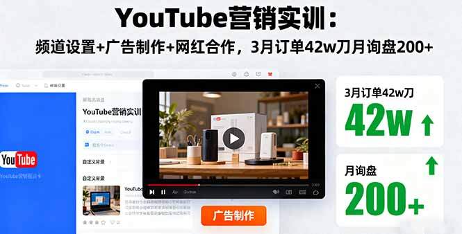 YouTube营销实训：频道设置+广告制作+网红合作，3月订单42w刀月询盘200+-樱舞小站