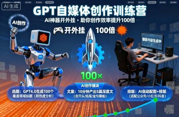 GPT自媒体创作训练营：AI神器开外挂，助你创作效率提升100倍-樱舞小站