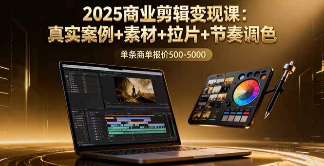 2025商业剪辑变现课：真实案例+素材+拉片+节奏调色，单条商单报价500-5000-樱舞小站