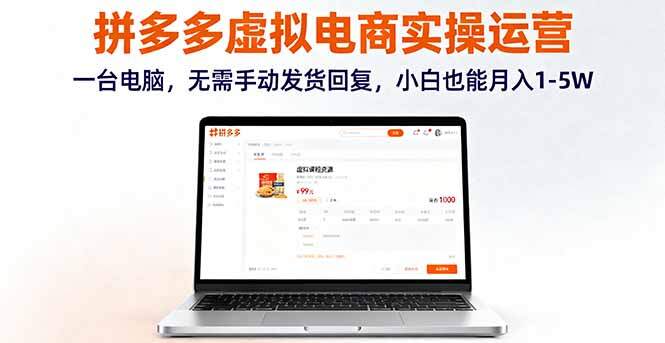拼多多虚拟电商实操运营，一台电脑，无需手动发货回复，小白也能月入1-5W-樱舞小站