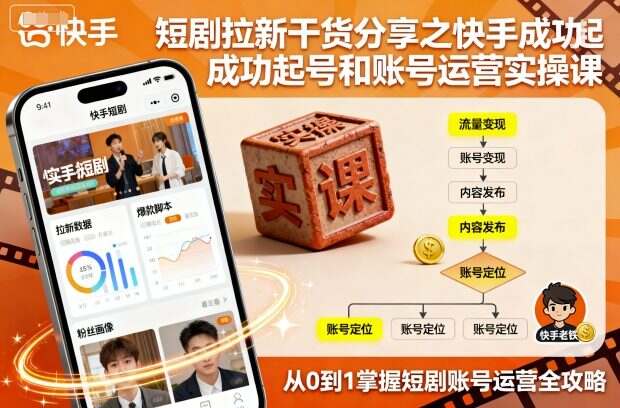 短剧拉新干货分享之快手成功起号和账号运营实操课-樱舞小站
