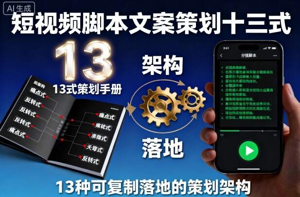 短视频脚本文案策划十三式，13种可复制落地的策划架构-樱舞小站