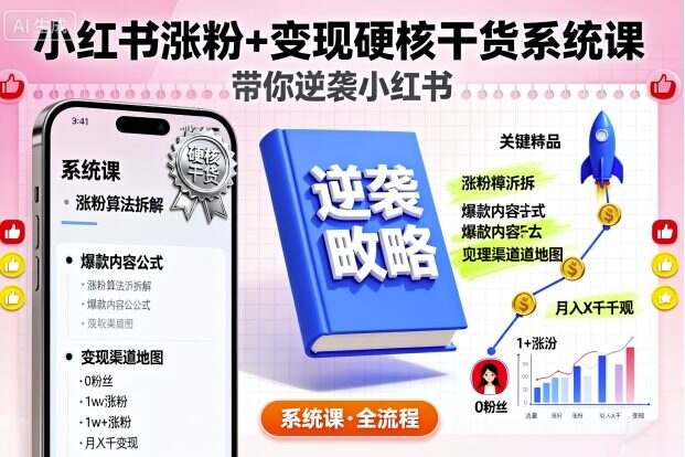 小红书涨粉+变现硬核干货系统课，带你逆袭小红书-樱舞小站