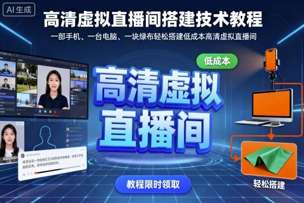 高清虚拟直播间搭建技术教程，一部手机、一台电脑、一块绿布轻松搭建低成本高清虚拟直播间-樱舞小站